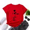 I Heart Coffee Cotton T-Shirt Short Sleeve Round Neck Women 2d Print Tops