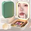 Makeup Storage Box LED Mirror Cosmetics Storage Box Fashion Portable Travel Makeup Bag Simple Makeup Case with Mirror for Women
