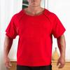 Summer Men Gym T-shirt Round Neck Short Sleeves Solid Color Pullover Mid Length Sweat Absorption Patchwork Sport Jogging Top