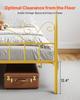 Queen Size Canopy Bed Frame, Metal Canopy Bed with Minimalist Headboard & Four Posters Design, Heavy Duty Steel Slats Support, Underbed Storage Space,