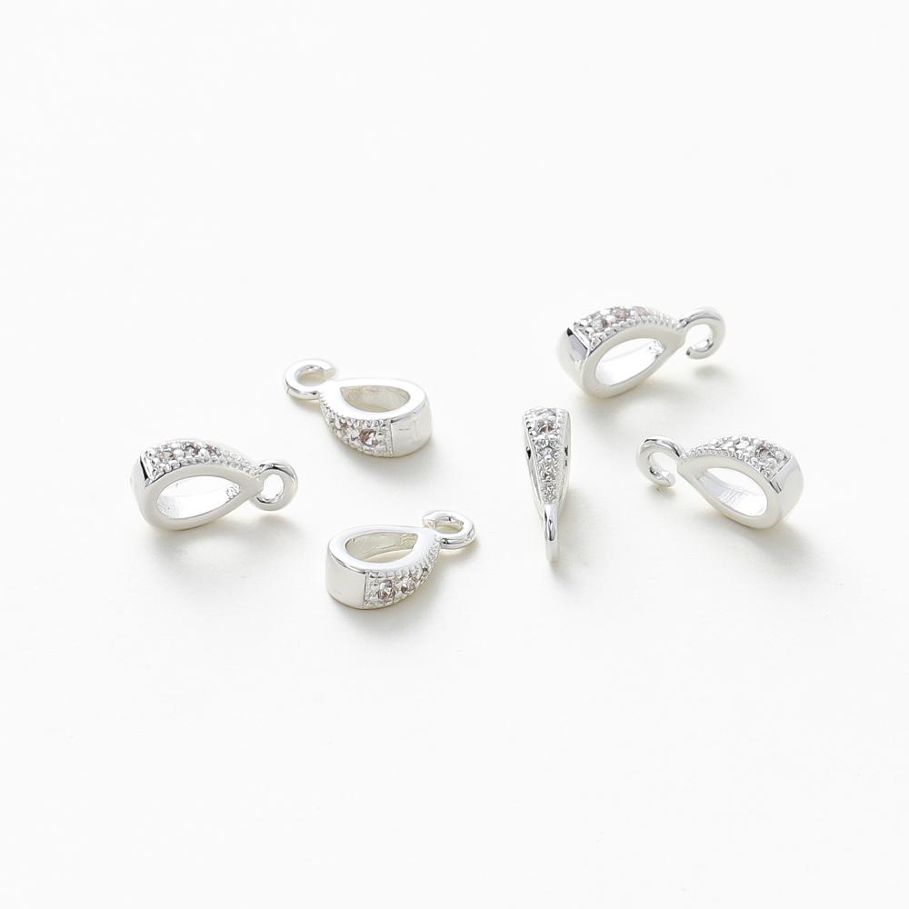 4PCS/lot 14K 18K Gold Color Plated Brass with Zircon Bale Pinch Clasp For Pendant Connector DIY Necklace Jewelry Making Findings