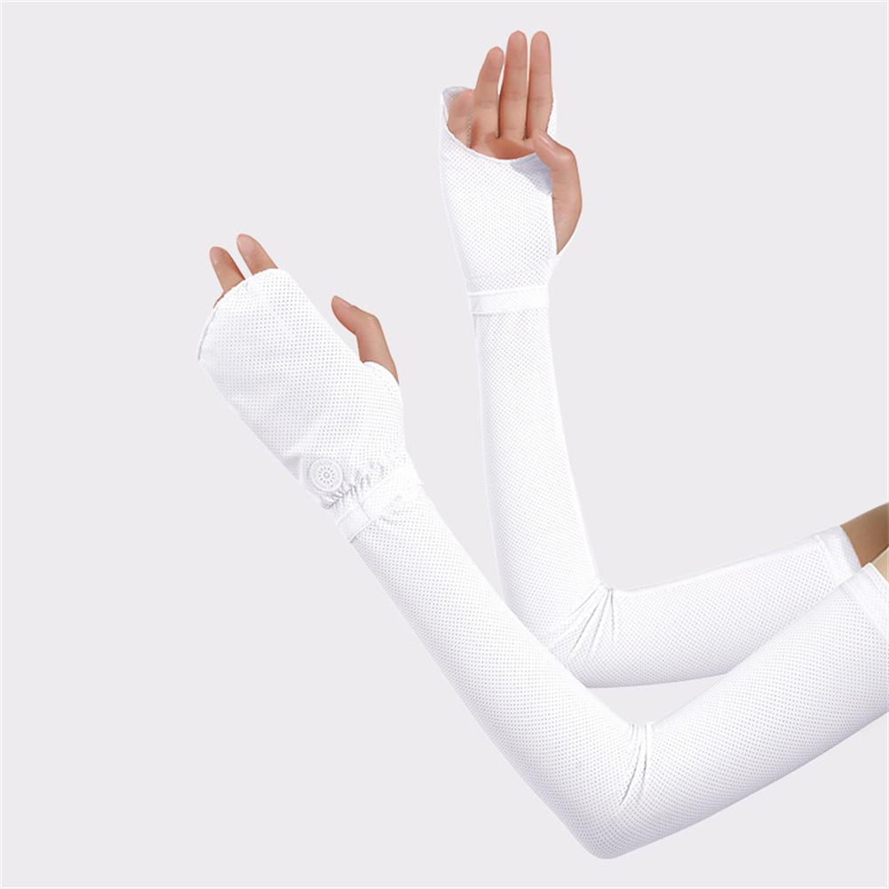 1 Pair Cooling Arm Sleeves With Thumb Hole Outdoor Ice Silk Uv Sun Protective Arm Sleeves