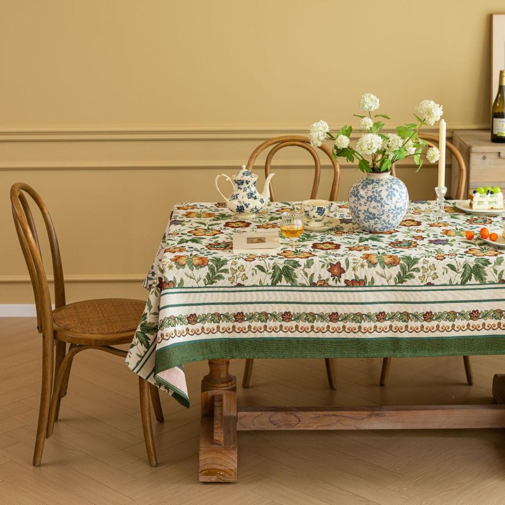 Скатерть для журнального столика Ткань Колокольчики Цветочный жаккард Загнутый край Литературная Прямоугольная Скатерть для обеденного стола