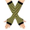 Arm Cover Fingerless Long Glove Striped Cool Stretch Gloves Women Girls Elbow Mitten  Winter Season