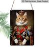 2D Flat, 1pc, Royal Maine Coon Cat King Metal Aluminum Sign - Retro Funny Cat Lover Wall Decor Does Not Need Electricity, Perfect for Country Yard