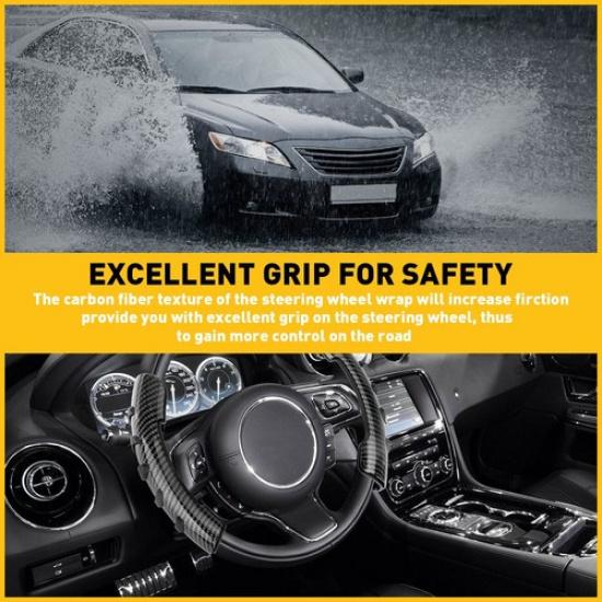 Carbon Fiber Universal Car Steering Wheel Booster Cover Non-Slip Car Accessories