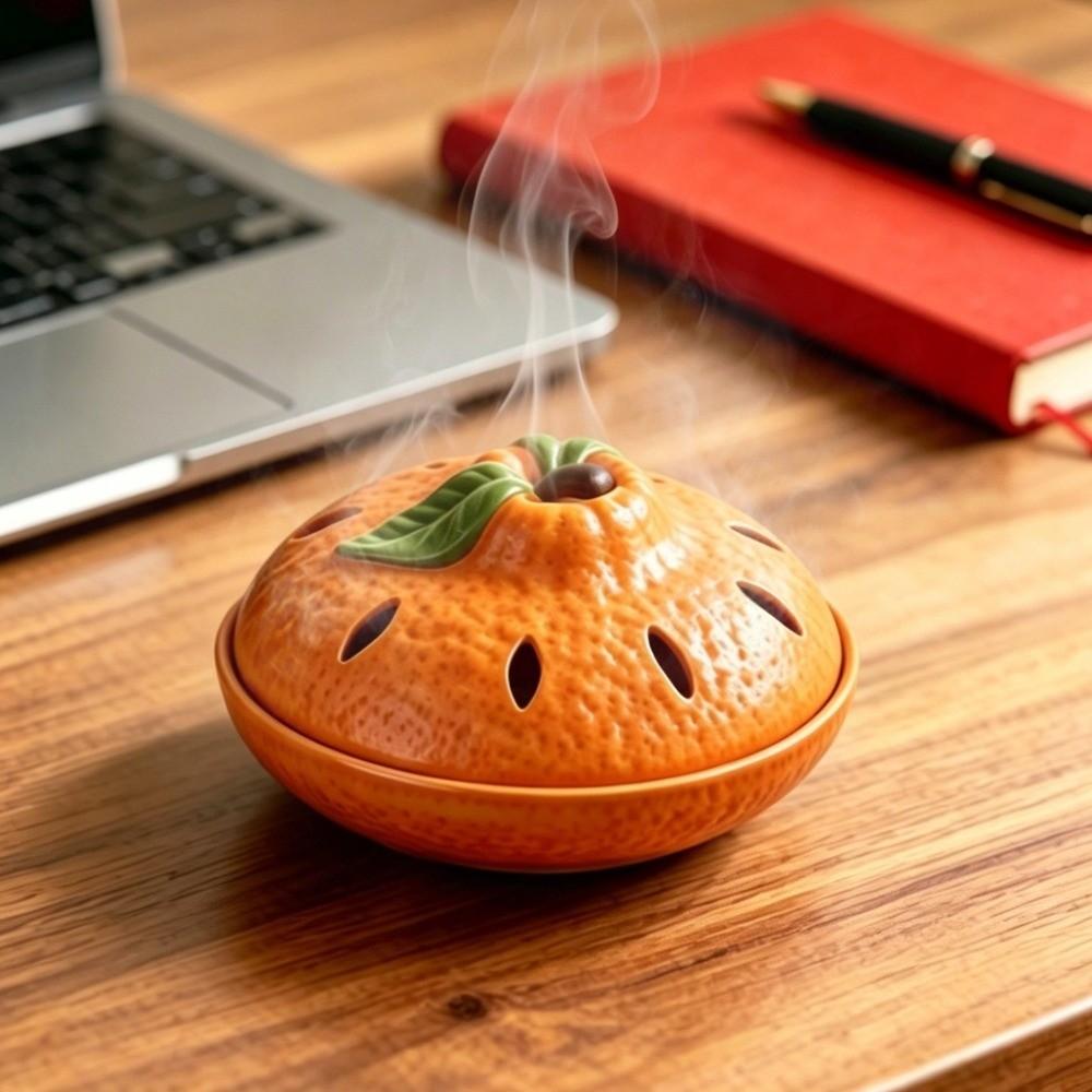 Simple Aromatherapy Burner Orange Shape Incense Box Mosquito Coil Tray Indoor Use