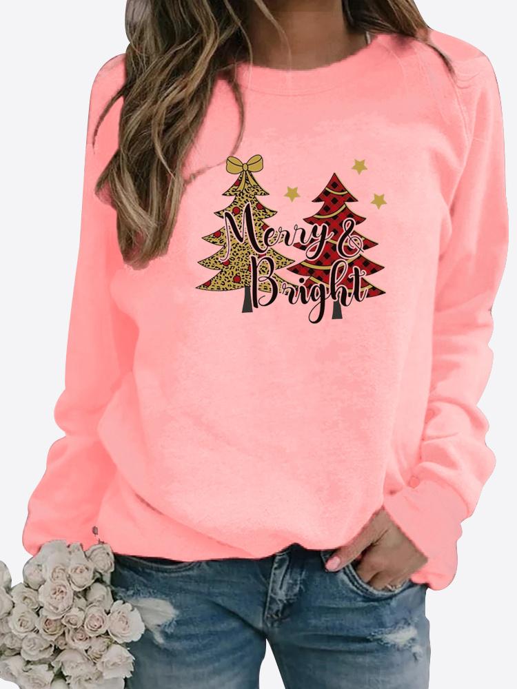 Женский осенне-зимний пуловер с рождественским принтом, блузка, повседневный свитер, топы с длинными рукавами, футболка, женская круглая шея