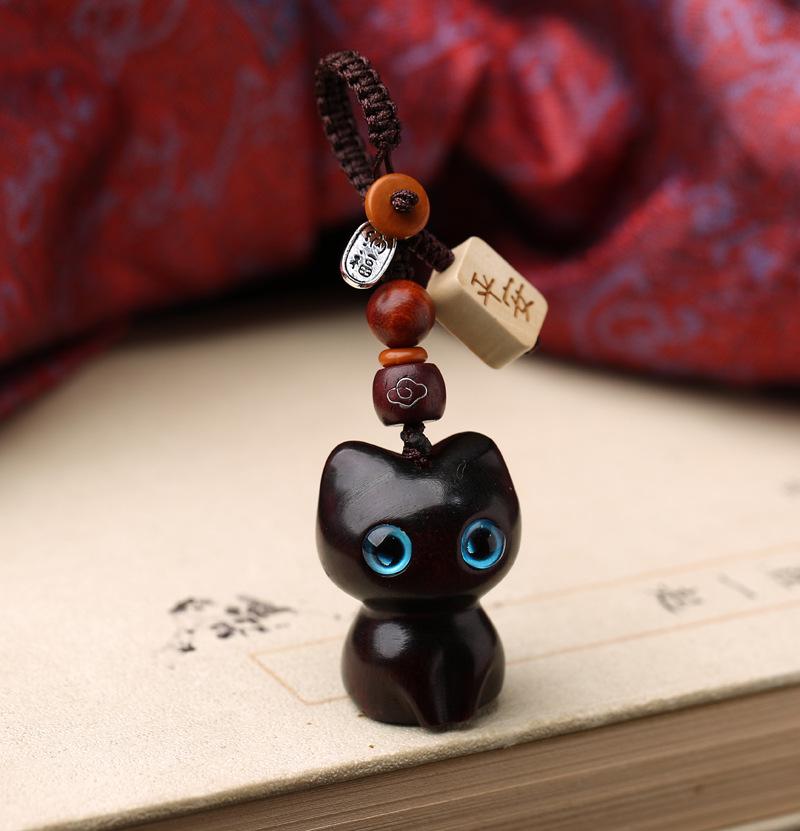 Брелок для ключей «Человек в виде кошки» из фиолетового сандалового дерева: Креативный кулон и милые украшения