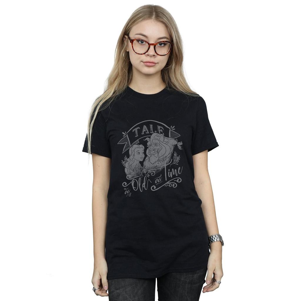 Disney Womens/Ladies Beauty And The Beast Tale As Old As Time Cotton Boyfriend T-Shirt