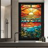 Витражи красочные тропические растения цветы океан восход солнца оконное стекло статические наклейки съемная ПВХ декоративная пленка для домашнего офиса
