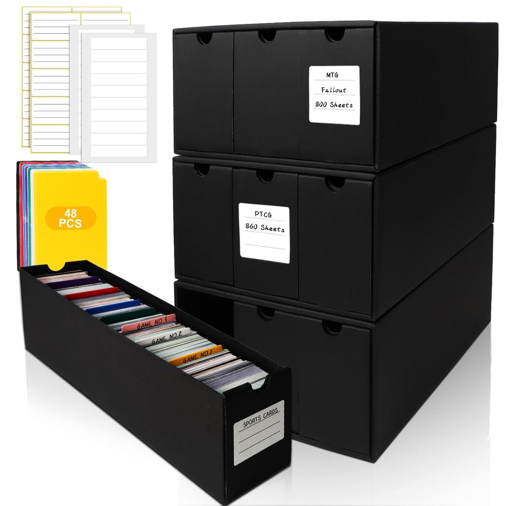 HIMOMO Storage Box Trading Card Cards Большая вместимость Карточки CT Органайзер для коллекционных карт с коробкой и 48 картами для бейсбола Наклейки и лента включены 9000+ M9-600