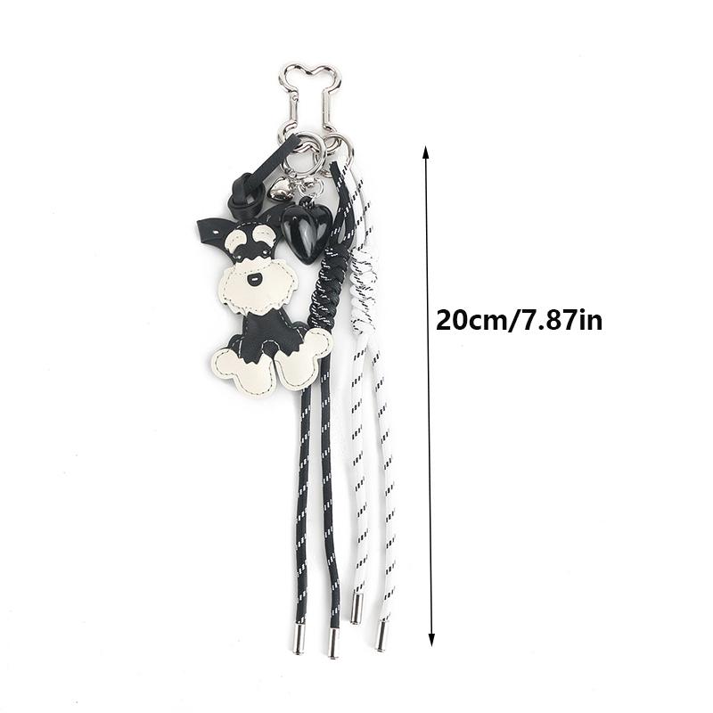 Woven Rope Bag Hanging Cartoon PU Animal Handbag Pendant Cute Schnauzer Women PU Leather Dog Puppy Backpack Pendant CLE
