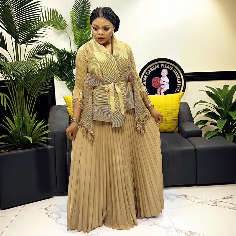 Miyake Pleats Women's 2025 Summer Oversized Casual Fashion with African Hot Stamping