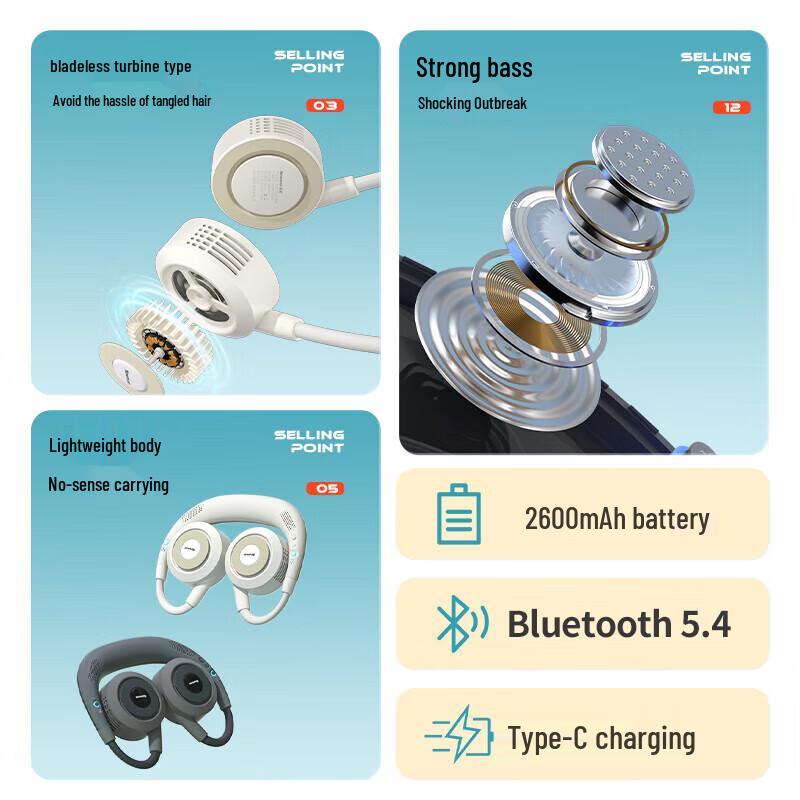 Шейный вентилятор и Bluetooth-колонка Newsmy PBS002