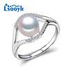 LSOOYH Natural Freshwater Pearl Rings Women Fashion Luxury Cubic Zirconia Adjustable Ring Jewelry