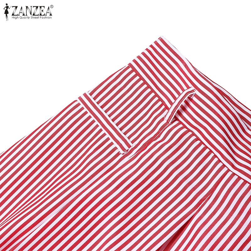 ZANZEA Элегантные женские полосатые повседневные длинные юбки-свинг на молнии