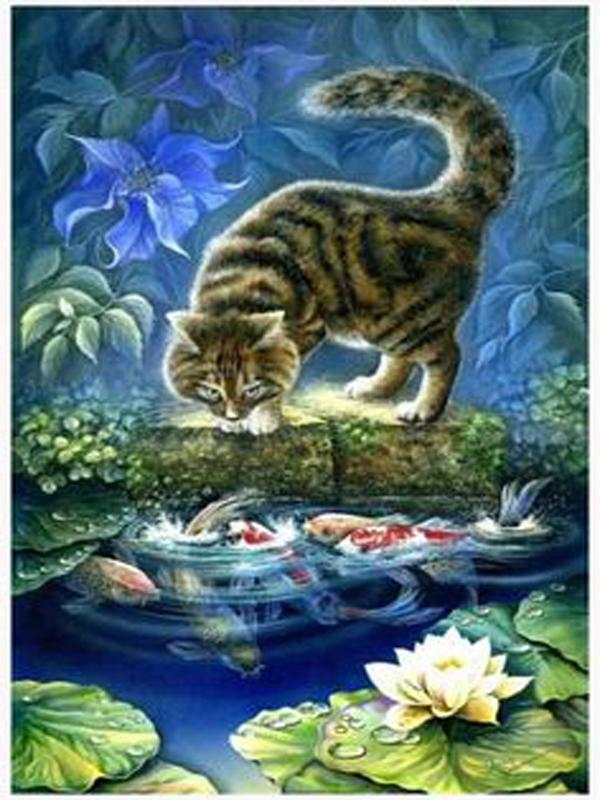 DIY алмазная живопись животное вышивка крестом ремесло полная круглая дрель кошка мозаика Алмазная вышивка домашний декор стены