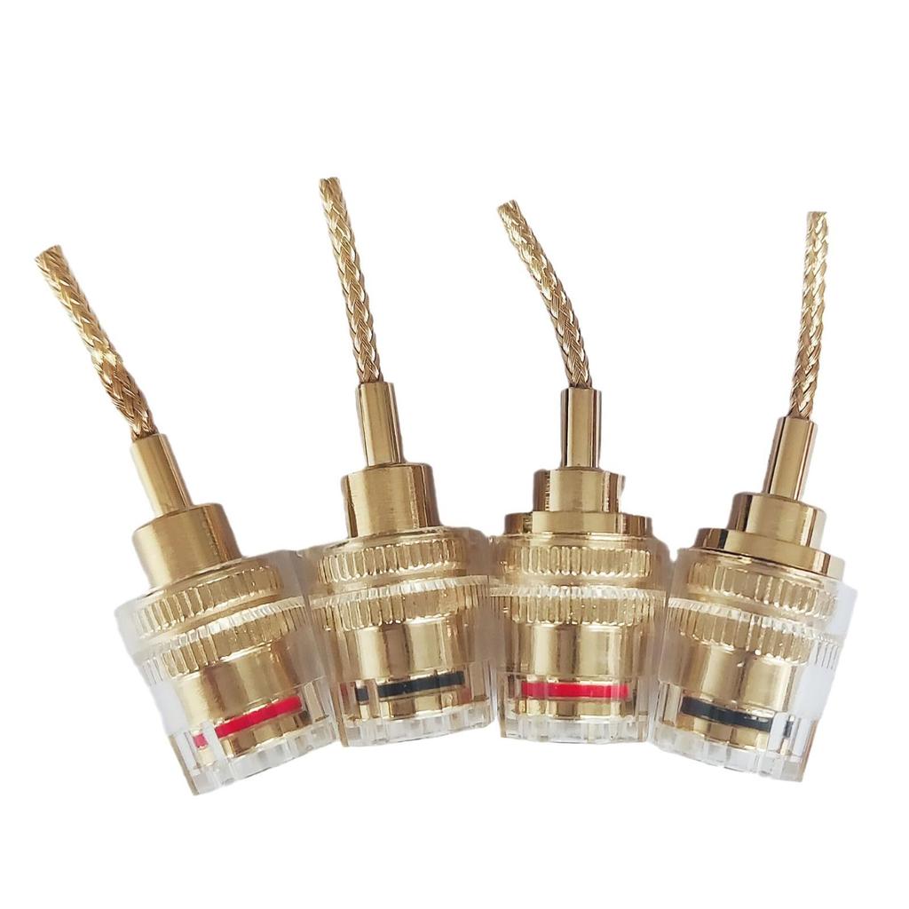 YIK TUNG Переходник для банановых разъемов 4 мм Банановые разъемы Позолоченные 24K Кабельный разъем-банан Игольчатый штекер Набор из 4 штук (красный и черный)