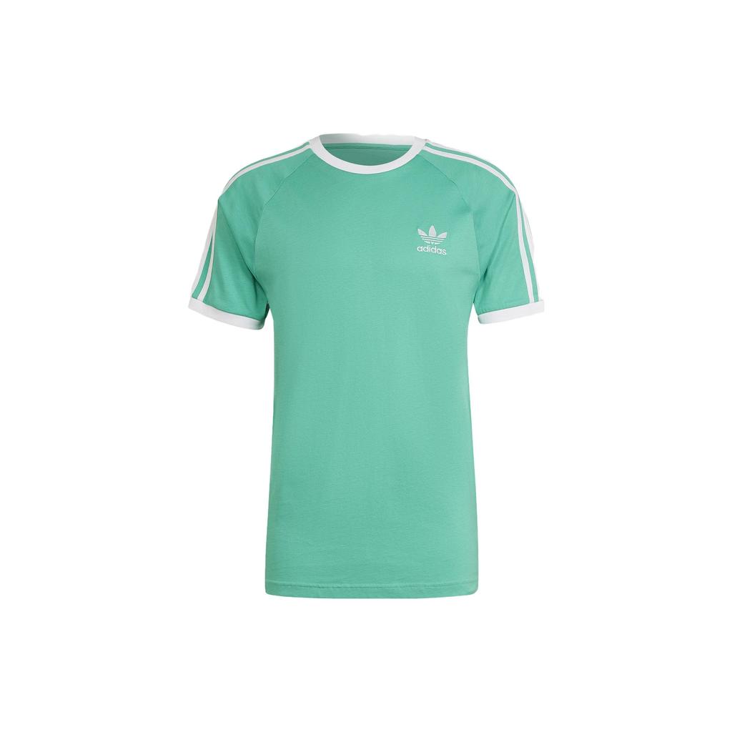 Adidas Полосатая футболка с круглым вырезом и логотипом, мужские топы, зеленая HE9549