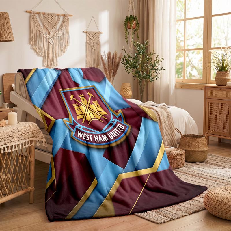 West Ham United Football Print Flannel Blanket Soft Warm Sofa Bed Throw Blanket For Home Office Bedroom