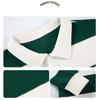 Men Long-sleeved T-shirt 2025 Autumn New Fashion Trend Striped Printing Casual Loose Outdoor Camping Lapel Top Couple POLO Shirt