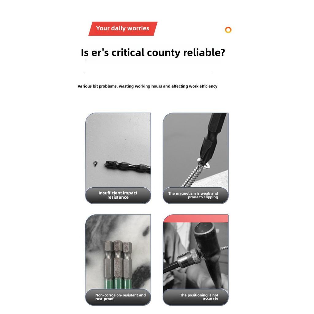 Головка отвертки D1 с защитой от скольжения и ударов, головка крестовой отвертки, магнитная дрель, мощная магнитная ветровая насадка, противоскользящие зубья высокой твердости