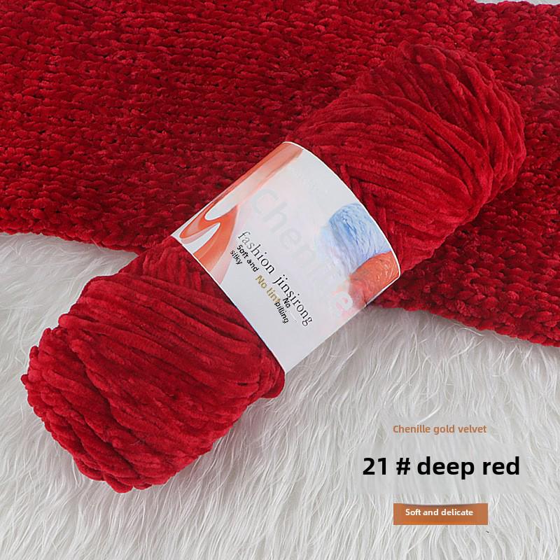 Вязаный шарф, шапка, тапочки крючком из золотистого бархата с шениллом, набор для самостоятельного вязания из кукольной шерсти