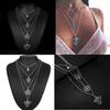 Boho Punk Fashion Retro Alloy Palm Sun Multilayer Necklace Leaf Pendant Elephant