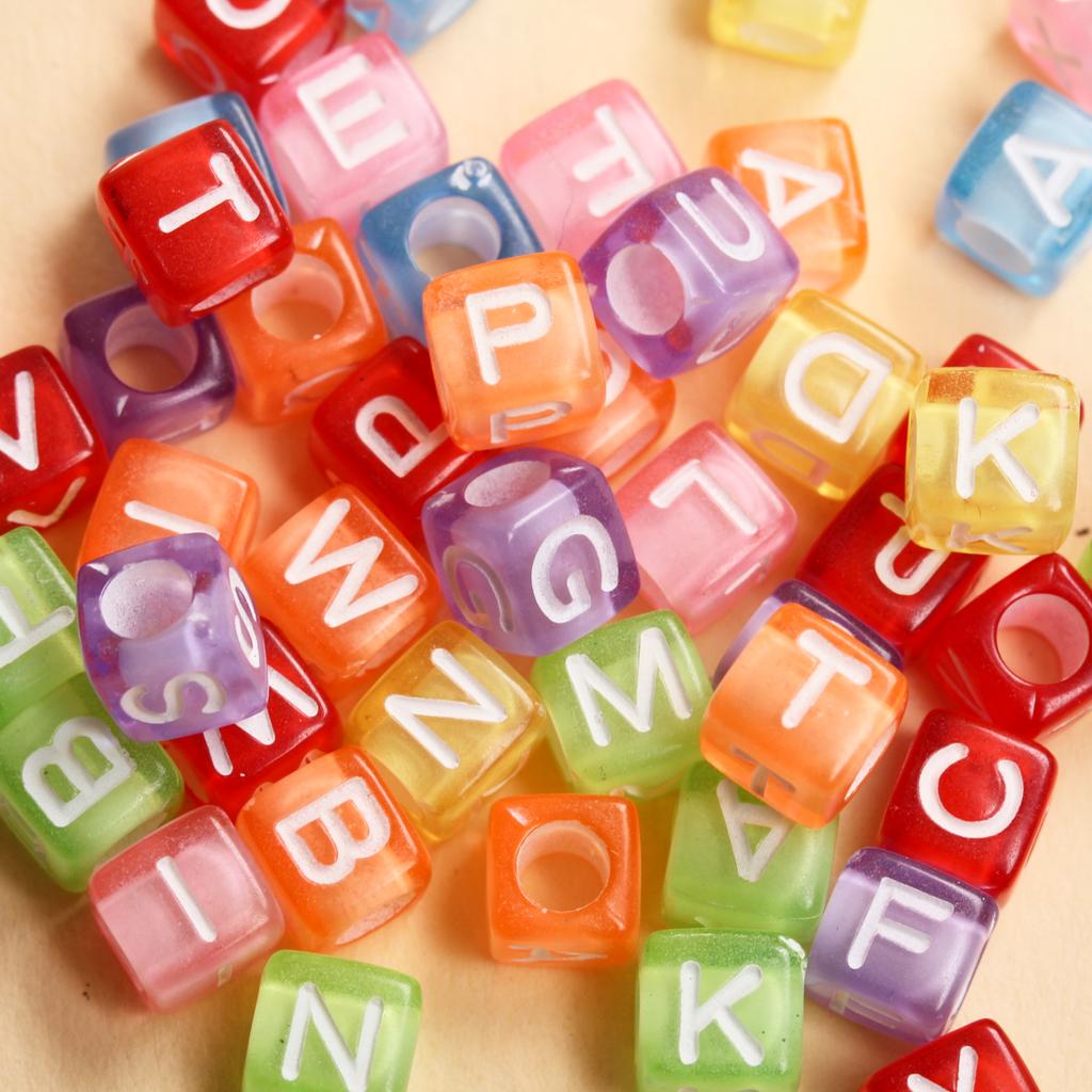 80 шт. 6 мм Квадратный акриловый кубик Буква Свободная бусина для изготовления ювелирных изделий DIY Браслет Материалы ручной работы Подвески Аксессуары