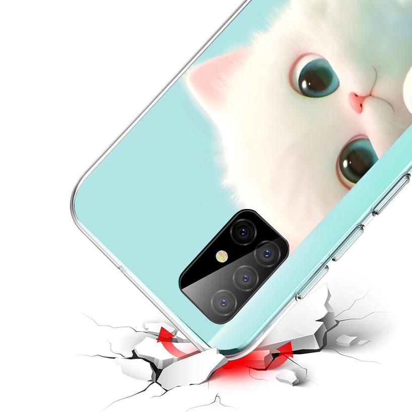 Милый котенок Мультяшный чехол для телефона Samsung Galaxy A52 A32 A22 A12 A51 A31 A50S A30S A20S A10S Note 20 Ultra 10 Plus S10 A72