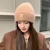 Новая шапка для женщин Новая зимняя теплая шапка из кроличьего пуха с вышивкой Модная универсальная вязаная шерстяная шапка Тренд