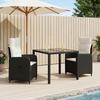Outdoor Table Set 3 pcs Black and Cream White 90 x 90 x 75 cm