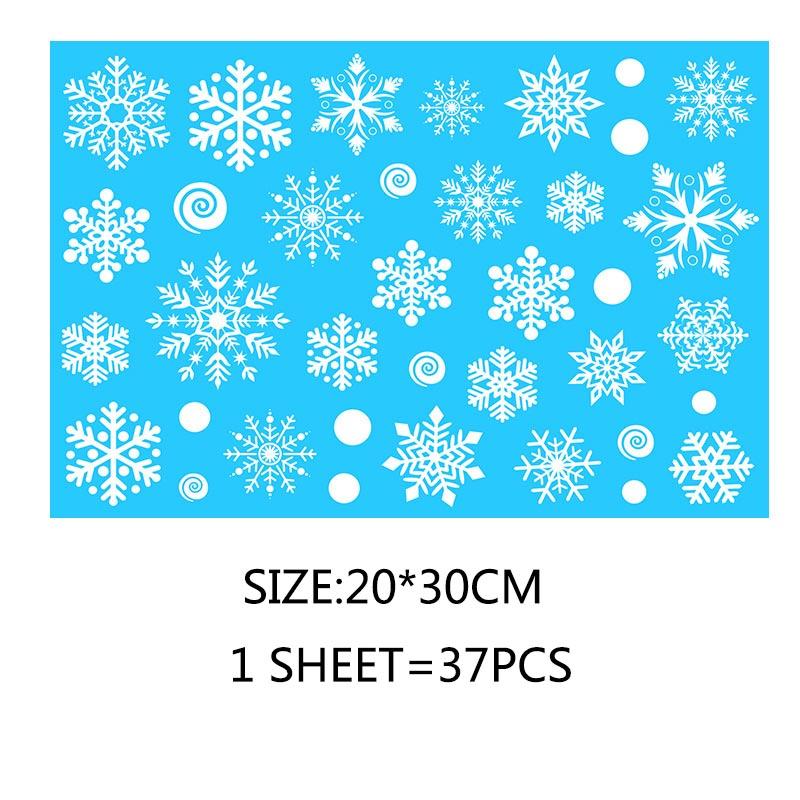 Статическая наклейка для вечеринки, новогоднее украшение для окон, украшения в виде лося, большая снежинка, настенная наклейка из ПВХ, стекла, Санта, дома, украшения на Рождество