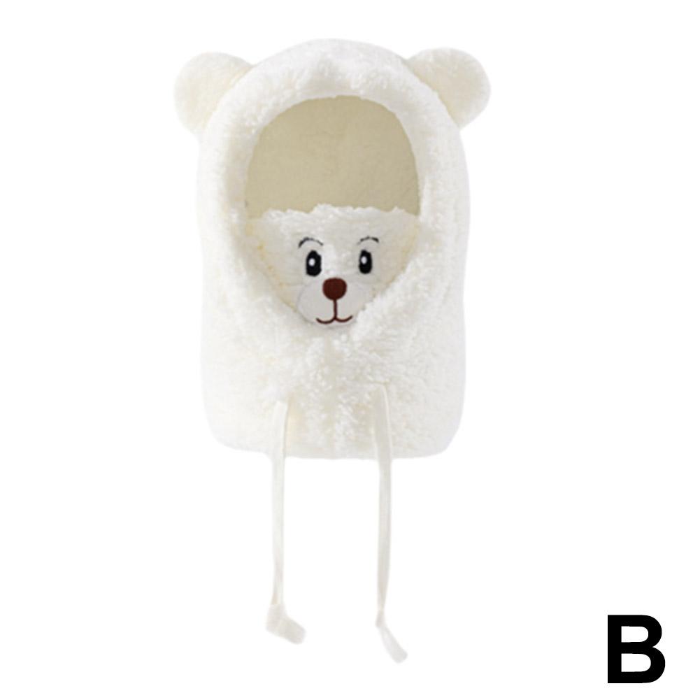 1pc Winter Cute Bear One Piece Scarf Hat For Women's Warm Plush Wind Earmuffs Bear Fabric Cycli X4G5