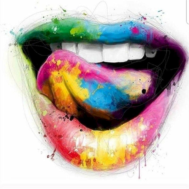 5D DIY Diamond Painting Cross Stitch Kits Diamond Mosaic Colorful Lip Full Round Drill Landscape Handicraft De