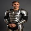 Medieval Knight Steel Men's Battle Silver Muscle Cuirass with Pauldrons, Muscle Breastplate Armor Cosplay Roleplay Costume Gift