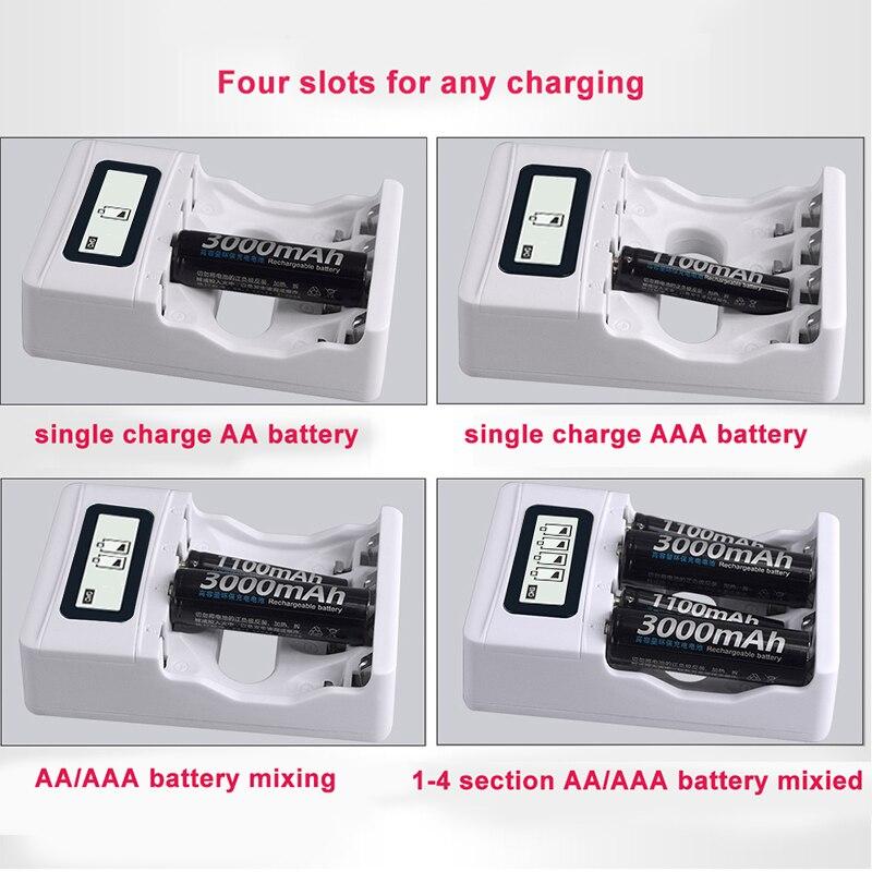 PALO Интеллектуальное зарядное устройство с ЖК-дисплеем и USB для Ni-MH Ni-CD аккумуляторов AA AAA 3000 мАч Ni-MH 1,2 В аккумуляторов типа AA Комплект для зарядки аккумулятора