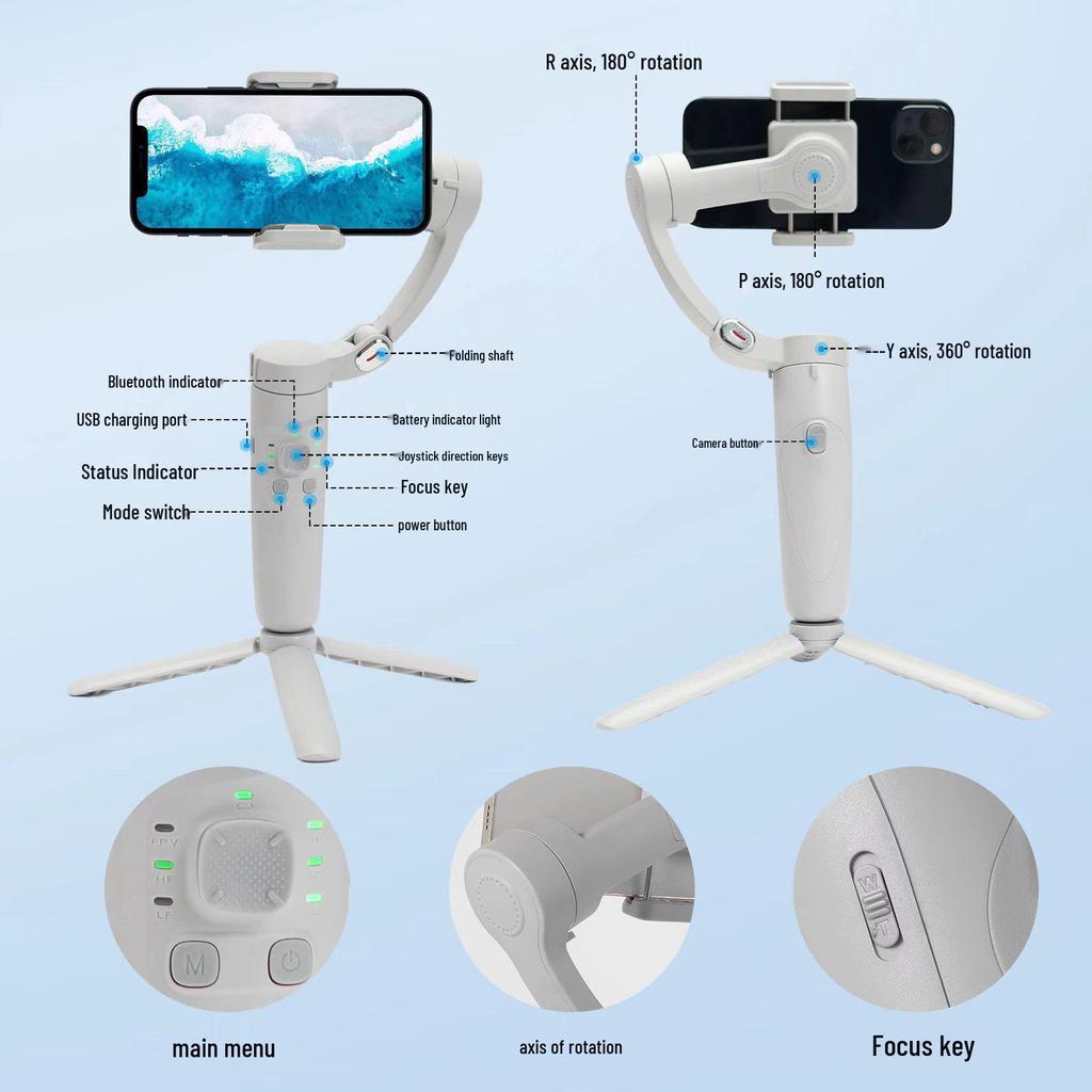 M1 Handheld Folding Phone Gimbal: Three-Axis Stabilizer with Face Tracking and Anti-Shake Technology