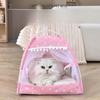 Летняя палатка для домашних животных, закрытое гнездо для кошек, розовое гнездо для сна для собак в стиле принцессы, складная и моющаяся кровать для кошек на все времена года