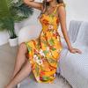 Summer Floral Beach Vacation Sling Dress Spring