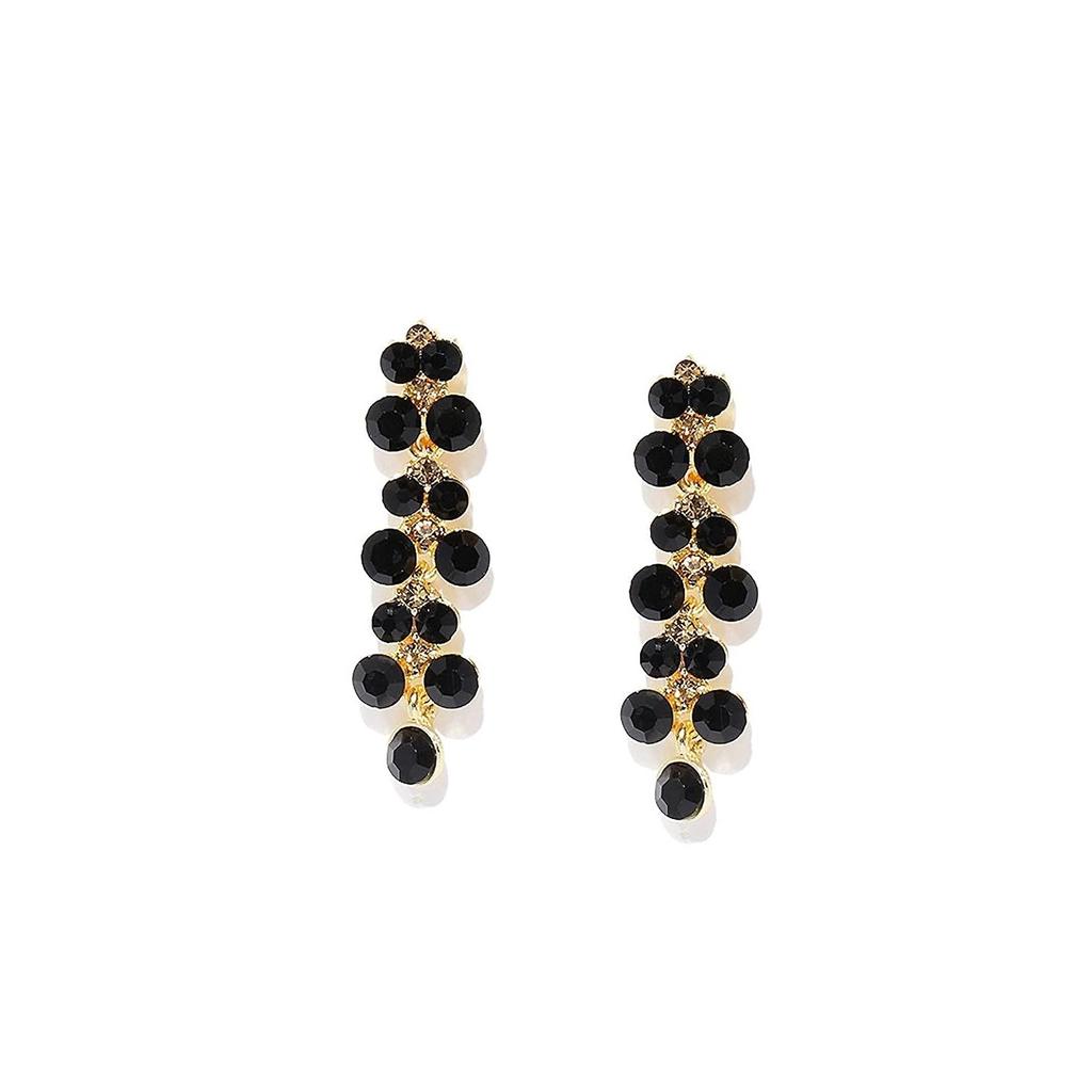 ZAVERI PEARLS Black Stones Gold Tone Choker Necklace Set For Women