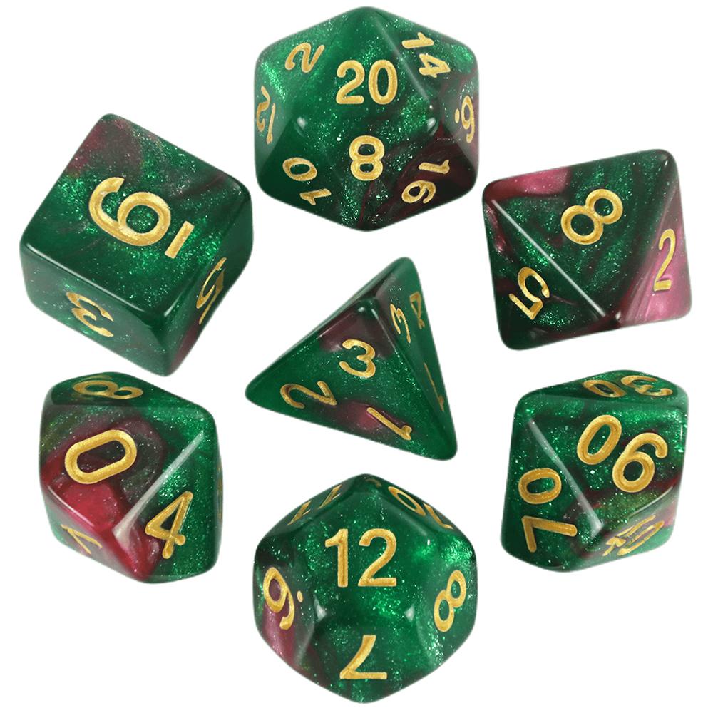 Набор из 7 игральных костей DND Polyhedral Dice, разноцветные с блестками, D4 D6 D8 D10 D% D12 D20 для настольных игр DND TRPG, развлекательных игр для вечеринок