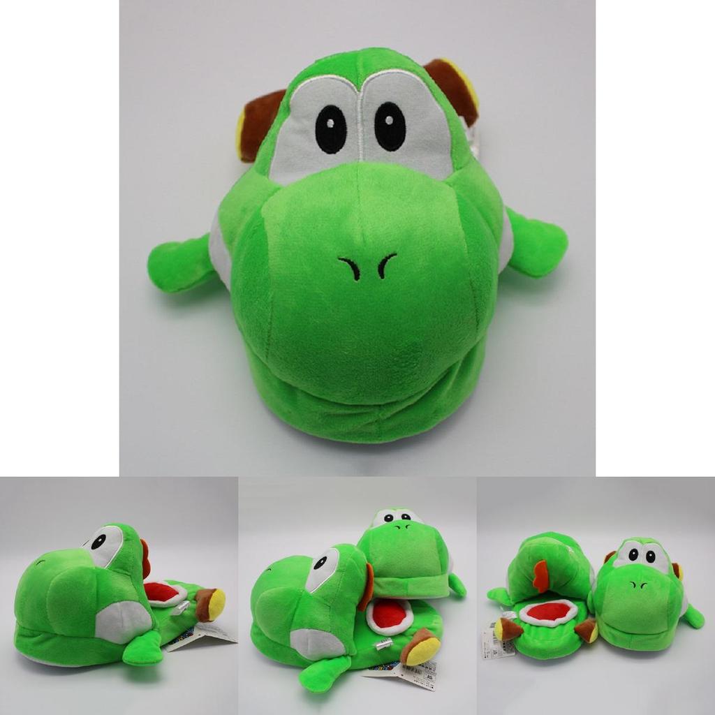 Качественные плюшевые тапочки для взрослых Nintendo Super Mario Brothers Yoshi Зеленого цвета