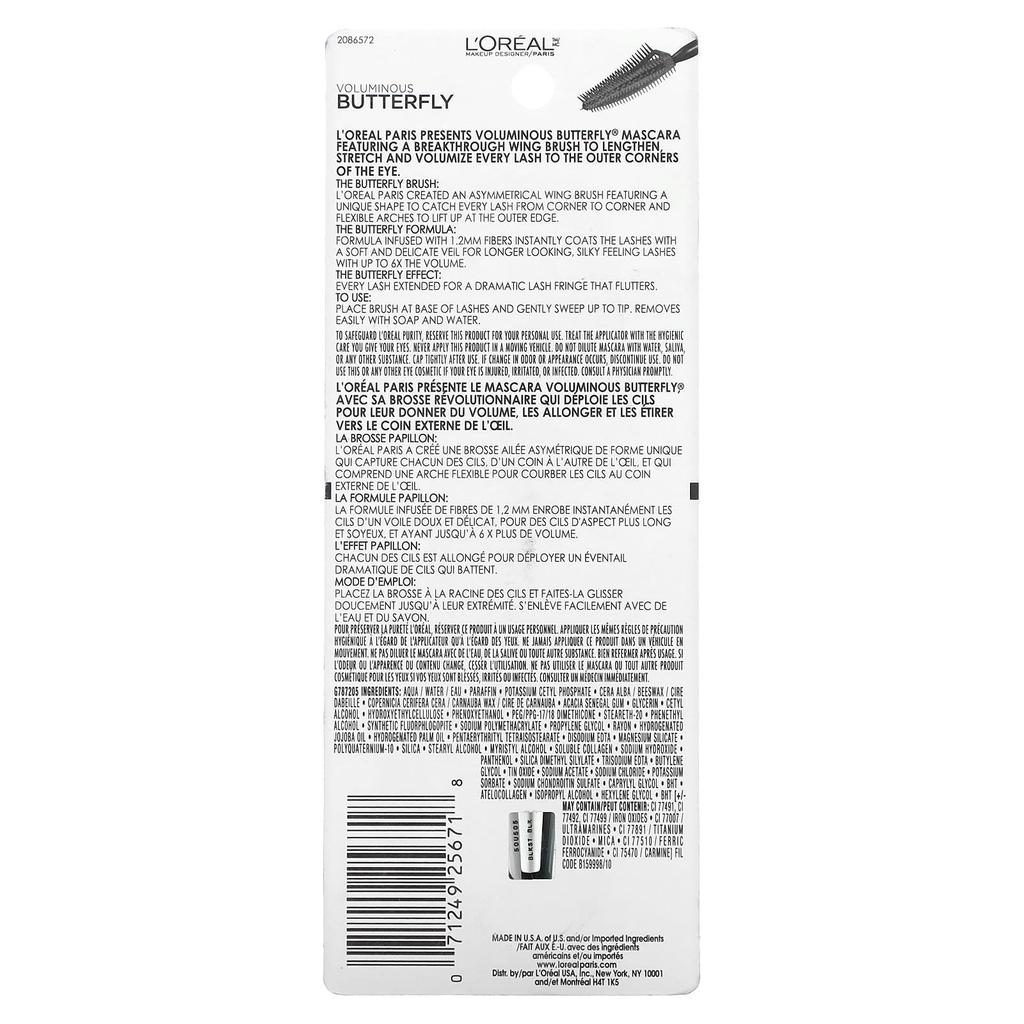 L'Oréal, Volumizing, Butterfly Mascara, 868 Blackest Black, 6.7 Ml (0.22 Fl Oz)