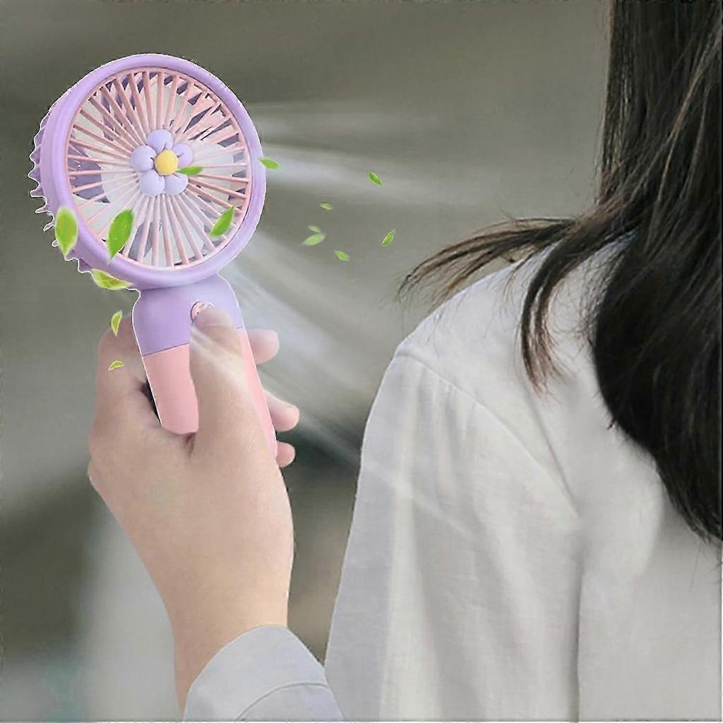 Personal Pocket Fan Portable Rechargeable Fan Small Cooling Fan Battery Operated Handheld Fan with Little Flower for Girls Boys Women Men 15*7.8*5.3c