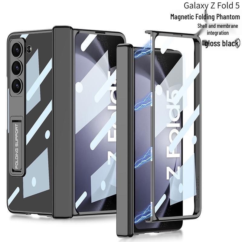 Samsung Z Fold5 Электроокрашенный прозрачный чехол с защитой шарнира и подставкой для складного экрана