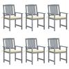 Maison Exclusive - Chaises de jardin et coussins lot de 6 Bois acacia massif Gris