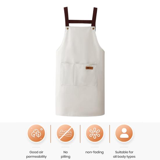 Waterproof Apron Large Pocket Oil-proof Dust-proof Kitchen Cooking Apron with Adjustable Strap Universal Chef Apron for Butchers Painters