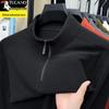 Мужская двусторонняя бархатная футболка Woodpecker с полумолнией и воротником-стойкой, теплая, с длинным рукавом